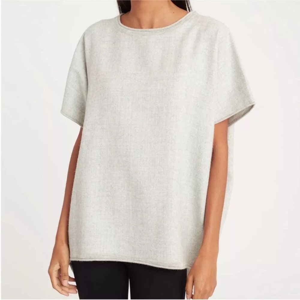 Cuyana 100% Baby Alpaca Poncho Oversized Sweater Tee Shirt in Grey Size XS/S